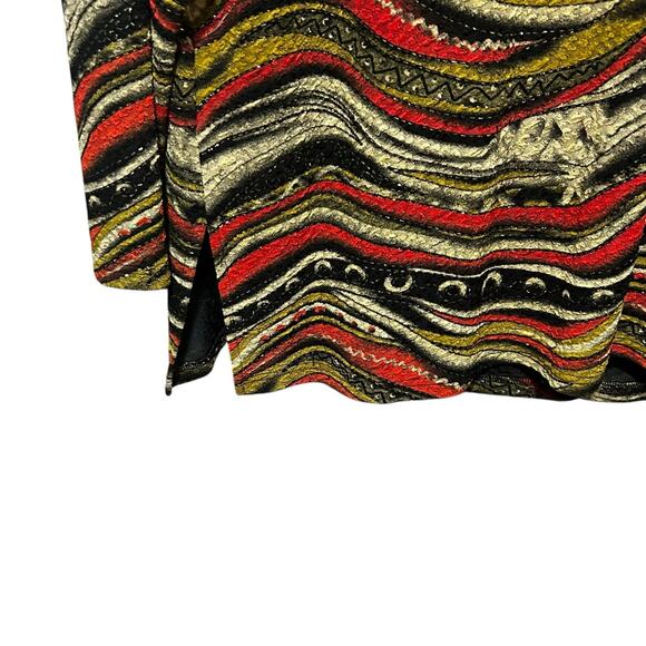 Sharon Anthony Top 2X Muted Tone‎ Abstract Stretch Metallic Wave Artsy Boho Chic - Picture 4 of 7